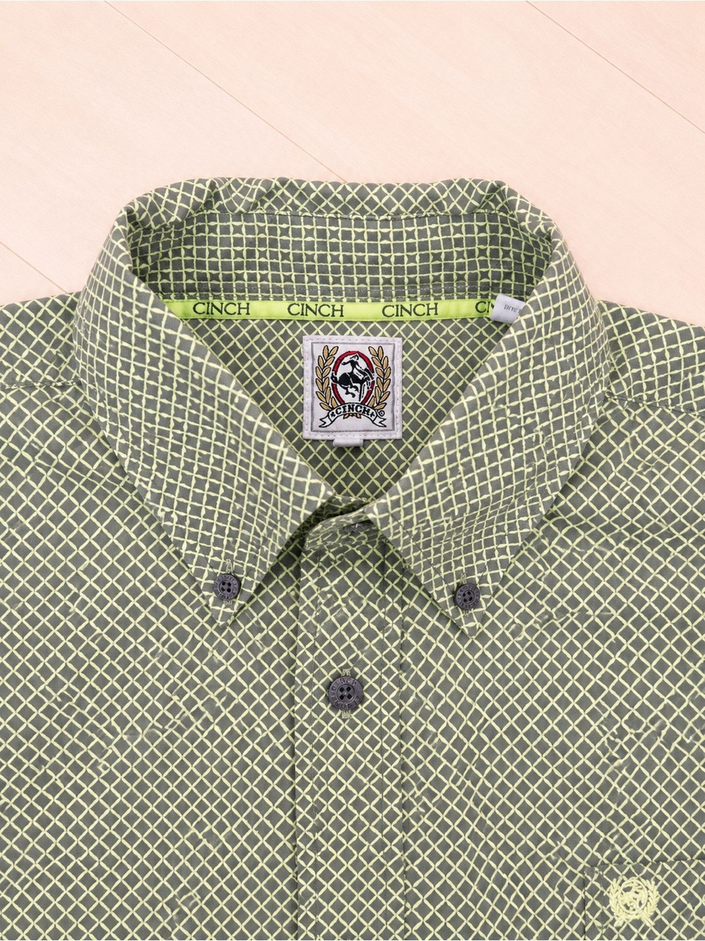 Cinch Men's Lime Green Lattice Button-Down Shirt